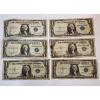 Image 1 : Six Assorted United States $1 Blue Seal Silver Certificates FV: $6.00