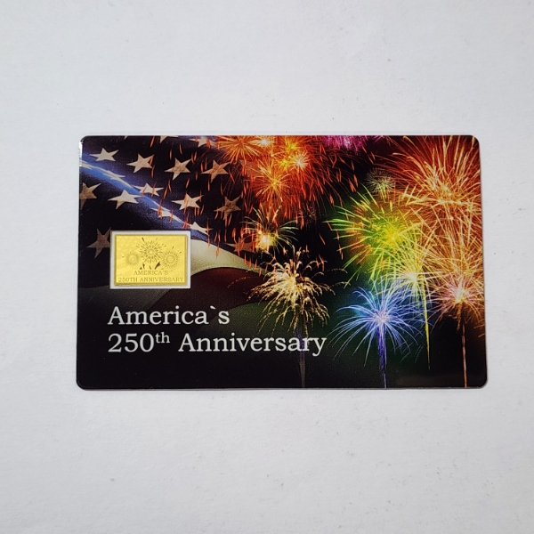 America's 250th Anniversary Commemorative Gold Card - 1/1000 oz .999 Gold