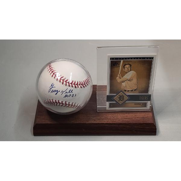 George Kell Autographed Rawlings Baseball With Upper Deck Baseball Card In Display Stand