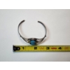 Image 6 : Sterling Silver Cuff Bracelet With Two Turquoise Stones - TW: 15.5g