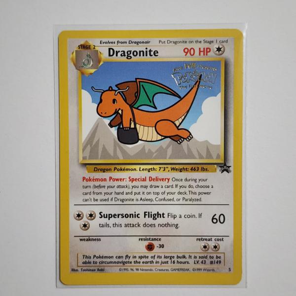 Vintage Dragonite #5 Black Star Warner Brothers Promo Pokemon Trading Card ~ Pokemon The First Movie