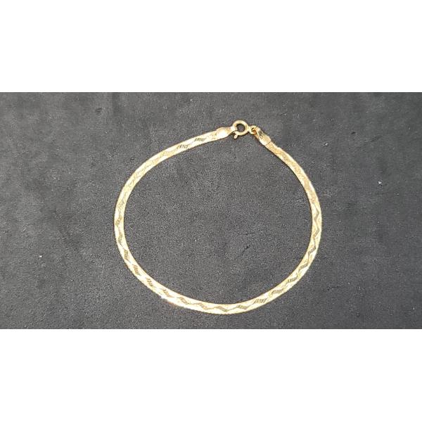14K Gold Herringbone Style Bracelet - Total Weight: 1.5g