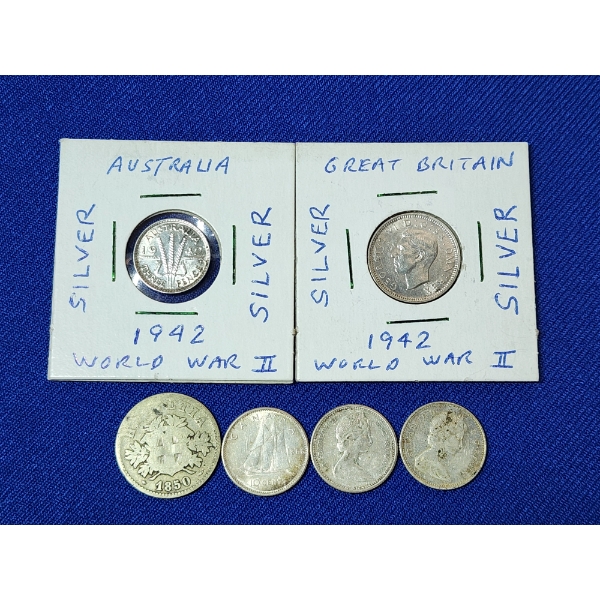 x6 Assorted Foreign Silver Coins - See Description! 