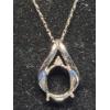 Image 2 : 10K White Gold 18" Necklace With 10K White Gold Open Setting Pear Shaped Pendant - Weight: 1.2g