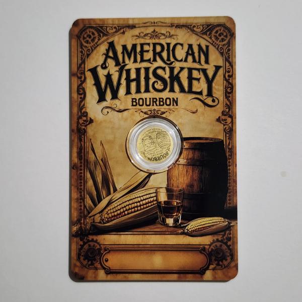 2026 Niue American Whiskey 50 Cents 1/1000 Troy Ounce .9999 Fine Gold Coin in Card W/ Serial Number 