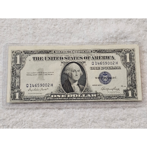 U.S. 1935-E $1 Silver Certificate - Blue Seal Note in Protective Casing