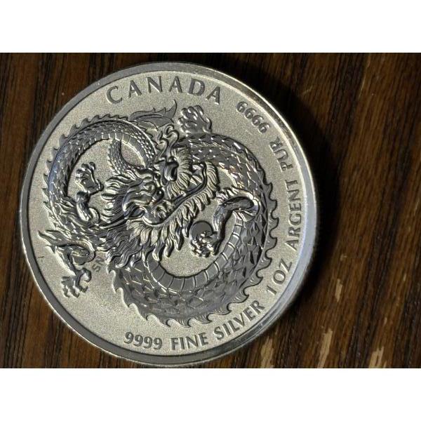  2019 1 oz Canadian Lucky Dragon High Relief Silver Coin - FV $5.00 CAD - .999 Fine Silver