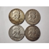 Image 1 : Four Benjamin Franklin 90% Silver United States Half Dollars ~ $2.00 Face Value