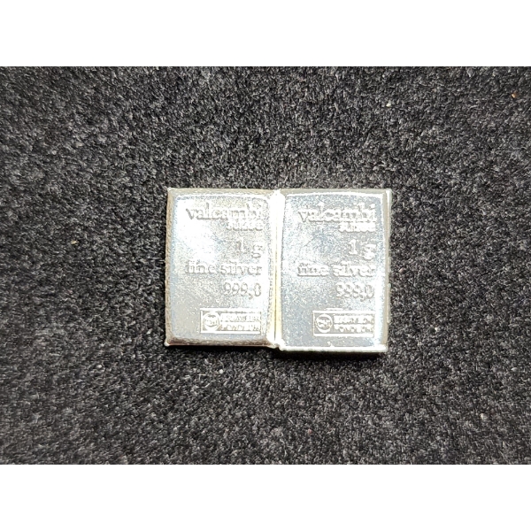 (2) Fine Silver 1 Gram Valcambi Suisse Bars - 2 Grams of Silver Total!