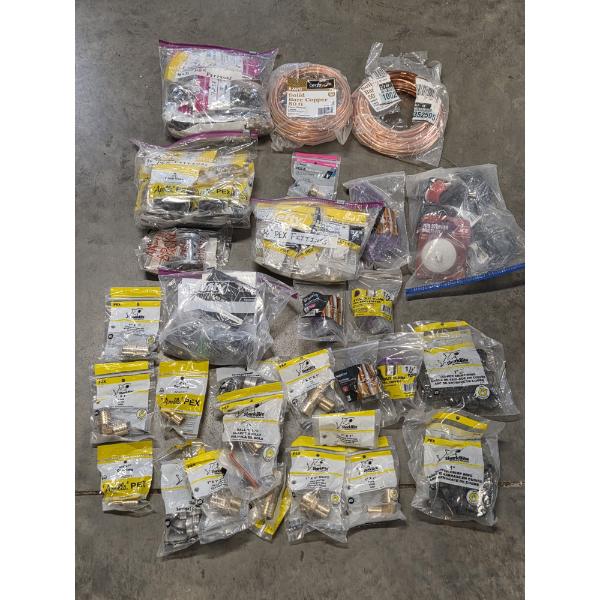 Solid Copper Wire Rolls, Brand New Shark Bites, & PEX Fitting Assortment