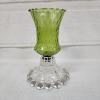Image 4 : Glass Hurricane Candle Holder Base With Two Interchangeable Globe Tops ~ Green & Clear!