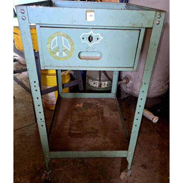 Rolling Metal Cart with 2 Shelves and Drawer