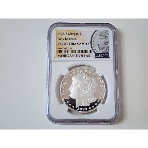 NGC GRADED PF70 ULTRA CAMEO .999 Fine Silver 2023-S Morgan Dollar Early Releases