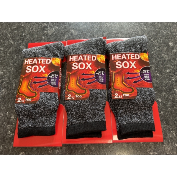 3 Pairs Of Adult Size 10-13 Thermal Heated Sox - Brand New In Packaging