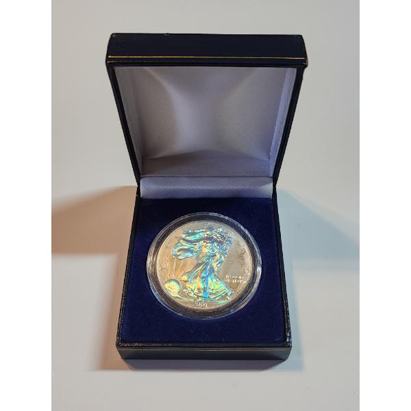 2001 American Silver Eagle Hologram 1 oz Fine Silver Coin with Display Box