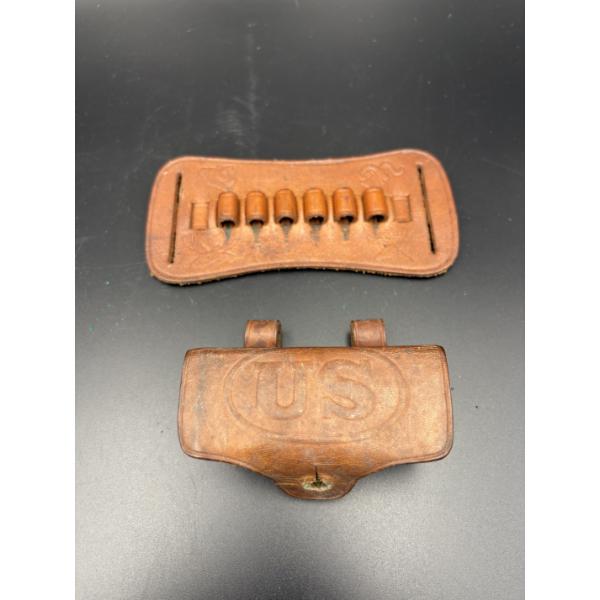Vintage U.S. Ammo Cases - One Non-Army - Rock Island Arsenal 1905 Leather Ammo Pouch Cartridge Case 