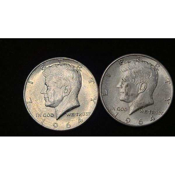 (2) 1964 90% Silver Kennedy Half Dollars - Face Value: $1.00