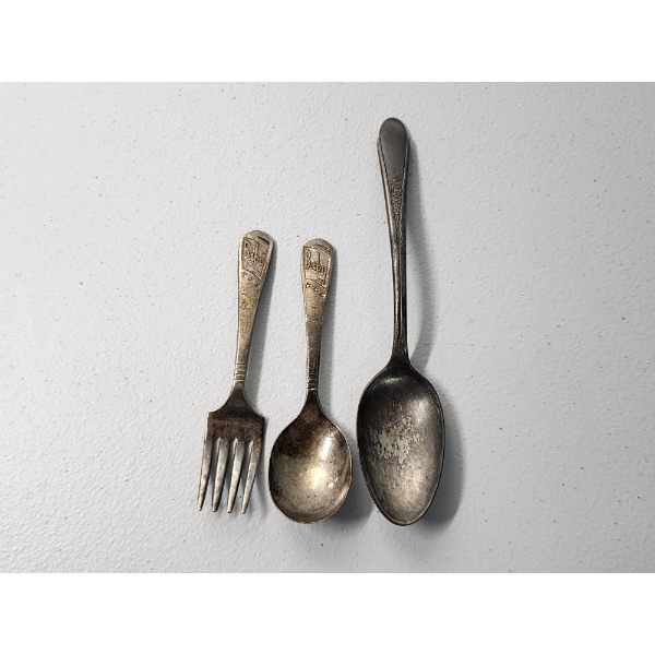 3 Silver-Plated Utensils "Baby" Imperial Fork and Spoon & W.M. Rogers Spoon TW: 51.7g