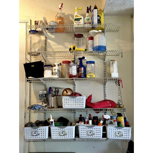 Louisville Home Pickup - AS PICTURED - WALL OF CLEANING SUPPLIES AND MISCELLANEOUS ITEMS - SEE PICS

