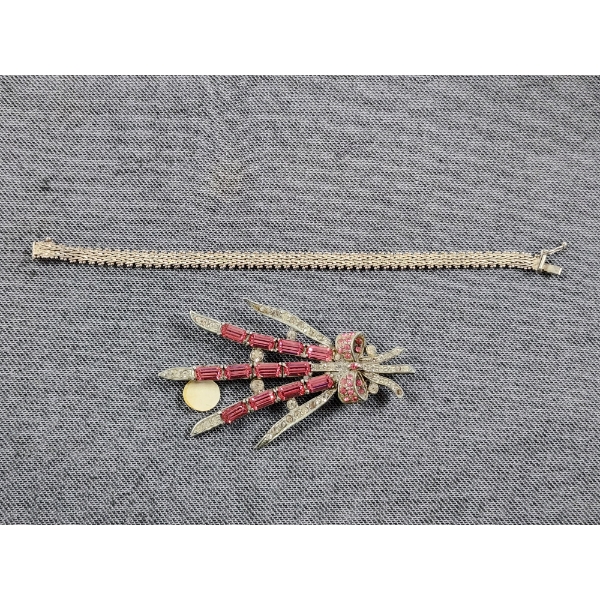 Sterling Silver Broch & Bracelet Weighing Total of 47.9 Grams