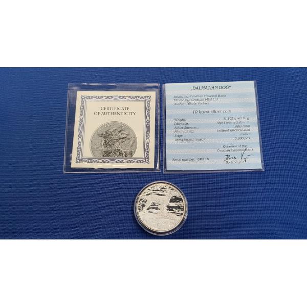 2021 Croatia Dalmatian Dog 10 Kuna 1 Oz .999 Fine Silver Brilliant Uncirculated Coin With COA