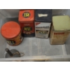 Image 6 : Storage Tote With Vintage Tins, Ice Crusher Machine, Gas Shaver & More!