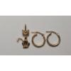 Image 1 : Set Of 14K Yellow Gold Huggie Hoop Earrings & 14K Gold Cat Pendant - Total Weight: 1.7g