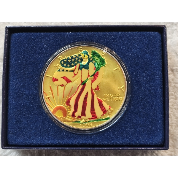 One Ounce Colorized .999 Fine Silver American Eagle Round in Box 