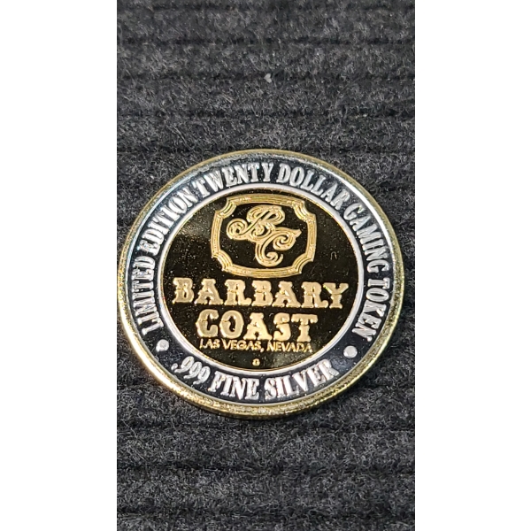 Limited Edition Barbary Coast Las Vegas $20. 999 Silver Casino Token