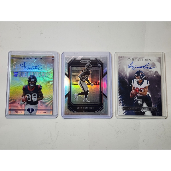 3 John Metchie III Football Trading Cards Including Autographed 2022 Panini