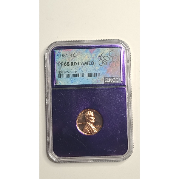 NGC 1964 PF 68 RD CAMEO Lincoln Cent In Special Purple Core Holder