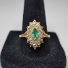 Image 1 : Gorgeous Vintage 14K Yellow Gold Cocktail Ring w/ Green Emerald Surrounded by Diamonds - TW: 4.0g