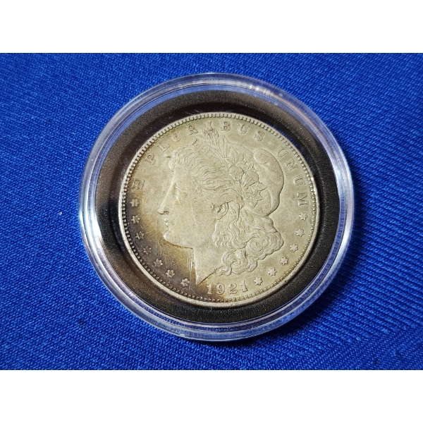 1921-D 90% Silver Morgan Dollar in Coin Capsule