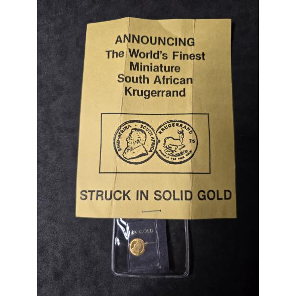 The World's Finest Miniature South African Krugerrand - Solid 8k Gold