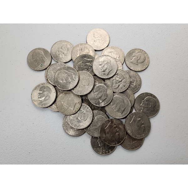 Lot of 36 Assorted Years Eisenhower Dollars Face Value: $36.00