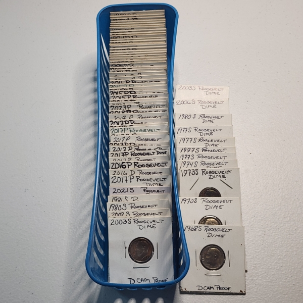Lot of 70 Assorted Years 1968-2003 Roosevelt Dimes - Face Value: $7.00