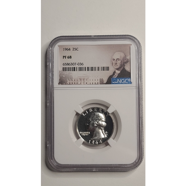 NGC 1964 PF 68 Washington 90% Silver Quarter