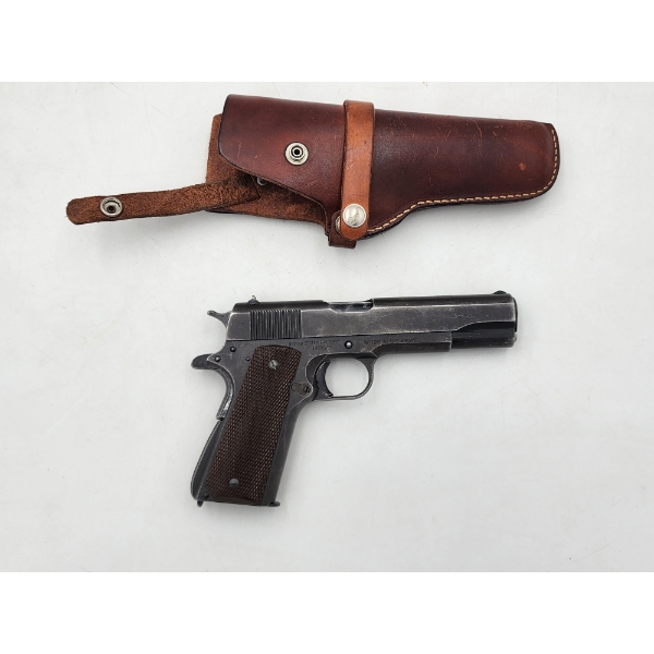 WWII Ithaca M1911A1 U.S. Army .45 ACP Pistol with Hunter Leather Holster