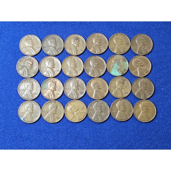 Lot of 24 Assorted Year Lincoln Wheat Cents