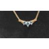 Image 2 : 14K Yellow Gold 17" Herringbone Necklace With Blue Topaz & Diamonds - Weight: 4.8g