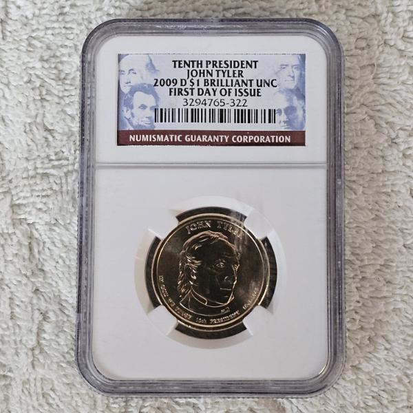 NGC BRILLIANT UNC First Day Of Issue 2009D United States John Tyler $1 Presidential Dollar Coin