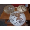Image 2 : 3 Pc Antique 1920s Ceiling Globes - As Shown 12 1/2" - 11 1/2"  Desireable Designs Ex Condition