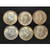 Image 1 : Six 1964 Kennedy 90% Silver Half Dollars - $3.00 Face Value
