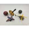 Image 4 : Vintage Toy Collection Featuring Tin Plane, Wood Balls, Wood & Tin Top And More!