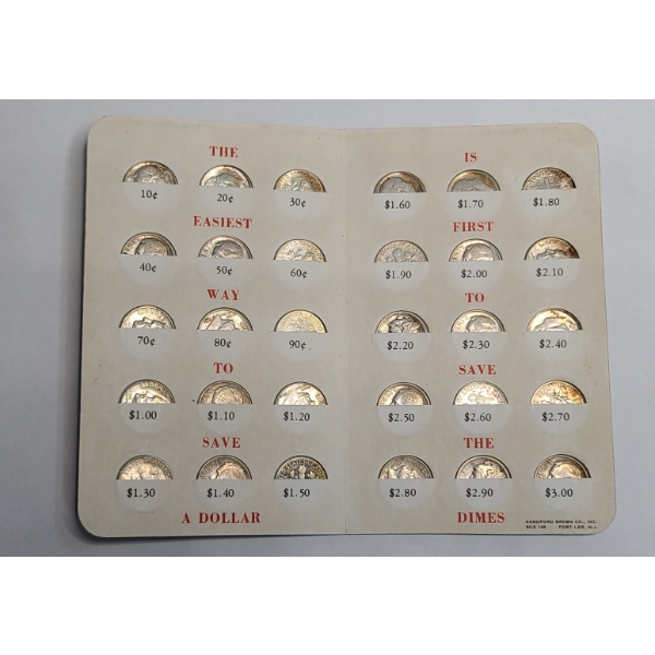 Assorted U.S 90% Silver Mercury & Roosevelt Dimes In Dime Saver Book - Face Value: $3.00
