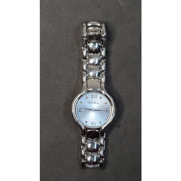  Ebel Beluga Stainless Steel Swiss Quartz Blue Mother-Of-Pearl Diamond Dial Women's Watch 