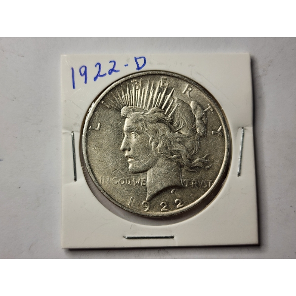 Nice 1922-D United States 90% Silver Peace Dollar ~ CAN BE HARD TO FIND IN HIGH GRADE! 