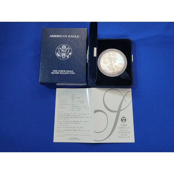 2004-W American Eagle Proof - 1 Ounce .999 Fine Silver - With Box & CoA
