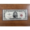Image 1 : 1953 United States Lincoln $5.00 Bill With RED SEAL - Incredible Bill