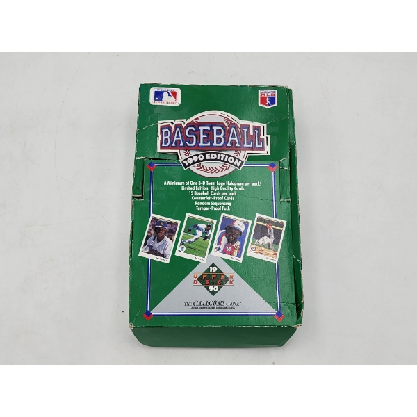 Box of 1990 Upper Deck Baseball Trading Cards - 18 Unopened Packs 15 Cards - & More! 